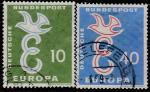 ФРГ 1958 год. Голубь над словом Европа, 2 гашёные марки 