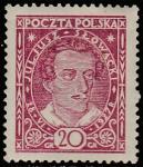 Польша 1927 год. Юлиуш Словацкий, польский поэт и драматург, 1 марка (с наклейкой)