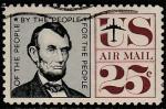 США 1960 год. Президент Авраам Линкольн, 1 гашёная марка 