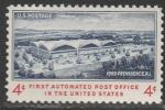 США 1960 год. Открытие первого автоматизированного почтового отделения в США, 1 марка 