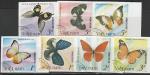 Вьетнам 1987 1986 год. Бабочки, 7 гашёных беззубцовых марок