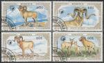 Монголия 1987 год. Дикие овцы, 4 гашёные марки 
