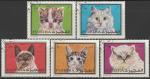 Фуджейра 1970 год. Кошки, 5 гашёных марок 
