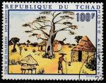 Чад 1970 год. Картина "Деревенская жизнь", 1 гашёная марка 