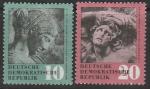 ГДР 1958 год. Предметы искусства, возвращённые СССР, 2 марки (с наклейкой)