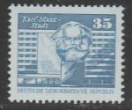 ГДР 1980 год. Карл - Маркс - Штадт, памятник Марксу в новостройках; 1 марка 