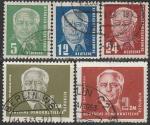 ГДР 1952 год. Президент Вильгельм Пик, 5 гашёных марок 