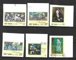 Вьетнам 1987 год. Картины Пабло Пикассо. 6 беззубцовых гашеных марок 
