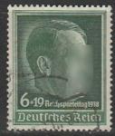 Германия (Рейх) 1938 год. Партийный съезд в Нюрнберге. Рейхсканцлер Адольф Гитлер, 1 гашёная марка 
