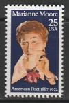 США 1990 год. Американская поэтесса Марианна Мур, 1 марка 