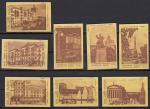 Набор спичечных этикеток. Сталинград, коричневые на желтой бумаге, 1959 год, 8 штук