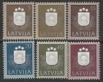 Латвия 1991 год. Гербы, 6 марок 