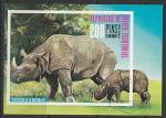 Экваториальная Гвинея 1976 год. Млекопитающие Азии. Носорог, блок (гашёный)