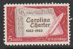 США 1963 год. 300 лет "Хартии Каролины" короля Карла II, 1 марка (наклейка)