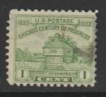 США 1933 год. 100 лет городу Чикаго, 1 марка из двух.(наклейка)
