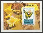 Гренада 1975 год. Бабочки и цветы, блок (гашёный)