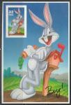 США 1997 год. Герой американских мультфильмов и комиксов кролик Багз Банни, сувенирный блок (самоклейка)