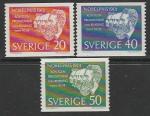 Швеция 1961 год. Нобелевские лауреаты 1901 года, 3 марки с частичной перфорацией.