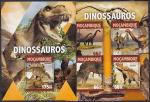 Мозамбик 2016 год. Динозавры, малый лист + блок