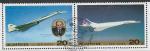 КНДР 1987 год. Сверхзвуковые пассажирские авиалайнеры: "Конкорд" и "Ту-144", пара марок (спецгашение)