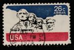 США 1974 год. Национальный мемориал на горе Рашмор, 1 марка (гашёная)