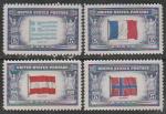 США 1943 год. Флаги стран, оккупированных Германией во II Мировой войне, 4 марки из серии.
