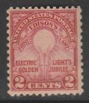 США 1928 год. 50 лет лампе накаливания Томаса Эдисона, 1 марка.