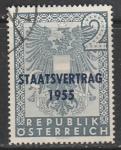 Австрия 1955 год. Государственный герб, 1 марка с надпечаткой (гашёная)