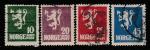Норвегия 1922/24 год. Стандарт. Гербовый лев, 4 марки (гашёные)