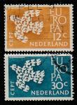 Нидерланды 1961 год. Европа."CEPT". Стилизованное изображение голубя, 2 марки (гашёные)