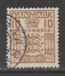 Дания 1930 год. Герб и корона. Уплата пошлины, 1 фискальная марка (гашёная)