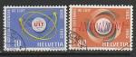 Швейцария 1965 год. 100 лет Международному союзу электросвязи, 2 марки (гашёные)