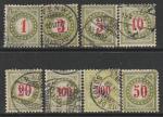 Швейцария 1883/1908 год. Номинал в двойном круге, 8 доплатных марок (гашёные)