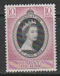 Малайзия (Перак) 1953 год. Коронация Елизаветы II, 1 марка (наклейка)