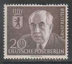 ФРГ (Берлин) 1954 год. Политик Эрнст Рейтер, 1 марка (наклейка)