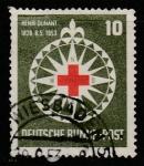ФРГ 1953 год. 125 лет со дня рождения Анри Дюнана, соучредителя Красного Креста, 1 марка (гашёная)