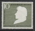 ФРГ 1956 год. 10 лет со дня смерти поэта Г. Гейне, 1 марка (наклейка)