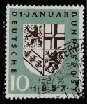 ФРГ 1957 год. Интеграция Саарланда. Герб Саара, 1 марка (гашёная)