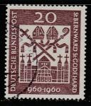 ФРГ 1960 год. Тысячелетие святых Бернварда и Годенхарда, 1 марка (гашёная)