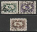 Литва 1927 год. Погоня, 3 гашёные марки 