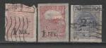 Эстония 1920 год. Стандарт. Солнце. Чайки. Вид на Ревель, 3 б/зубц. марки с надпечаткой (гашёные)