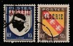 Алжир 1947 год. Стандарт. Провинциальные гербы. Надпечатка на марках Франции, 2 марки (гашёные)