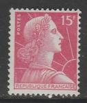 Франция 1955 год. Стандарт. Марианна в лучах солнца, 1 марка (наклейка)