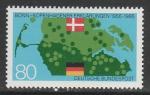 ФРГ 1985 год. Карта границы Германии с Исландией, 1 марка 
