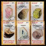 Конго 2010 год. Раковины и минералы, 6 марок (гашёные)