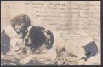 Почтовая карточка прошла почту Берлин - Санкт-Петербург. Девочка с собакой, 1902 год