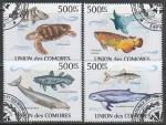 Коморы 2009 год. Рыбы и морские животные Индийского океана, 4 марки (гашёные)