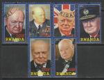 Руанда 2011 год. Британский политик Уинстон Черчилль, 6 марок (гашёные)