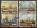 Руанда 2017 год. Трафальгарское, Чесапикское и Синопское морские сражения, 4 марки (гашёные)
