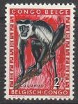Бельгийское Конго 1959 год. Обезьяна Ангольский колобус, 1 марка из серии.